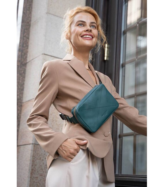 Кожаная поясная сумка Dropbag Mini зеленая фото, картинка, изображение