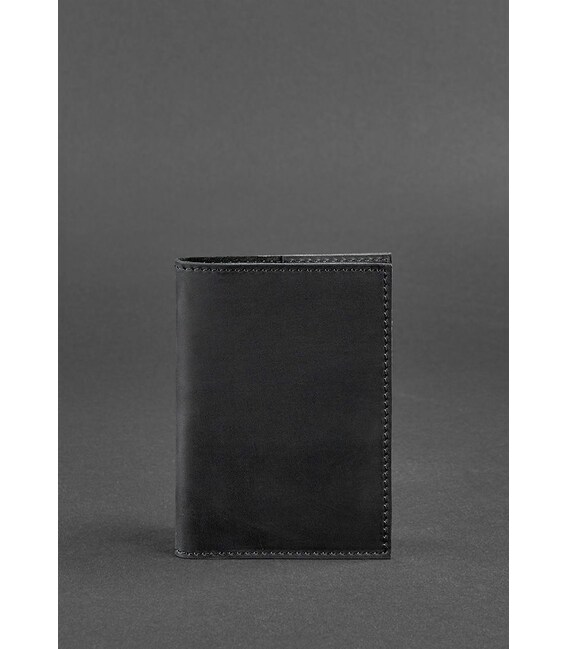 Кожаная обложка для паспорта и военного билета 1.2 черная Crazy Horse фото, картинка, изображение