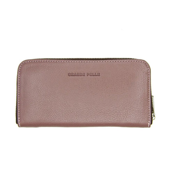 Портмоне на блискавці Grande Pelle Serpente 532665 глянцева пудра шкіра фото, картинка, изображение