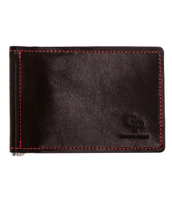 Шкіряний затискач для грошей чоловічий Onda 10561060 чорний з червоним фото, картинка, изображение