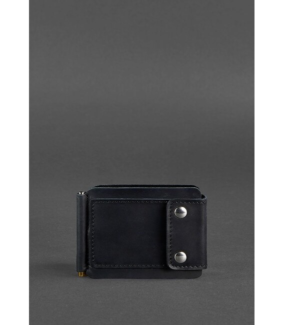 Мужское кожаное портмоне черное 10.0 зажим для денег Crazy Horse фото, картинка, изображение