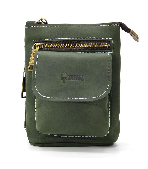 Маленька чоловіча сумка на пояс плече зелена TARWA RE-1350-3md фото, картинка, изображение