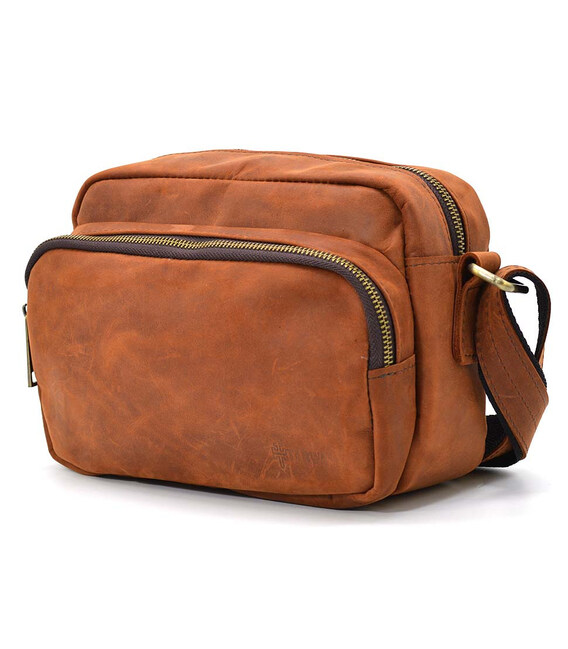 Невелика чоловіча сумка через плече 2 відділення TARWA RB-60125-3md коньячна фото, картинка, изображение