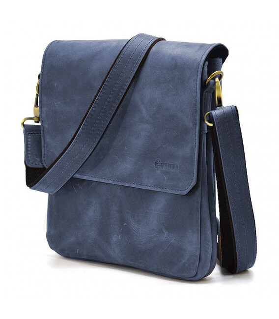 Чоловіча сумка через плече RK-0022-4lx TARWA на 2 відділення шкіра синя фото, картинка, изображение