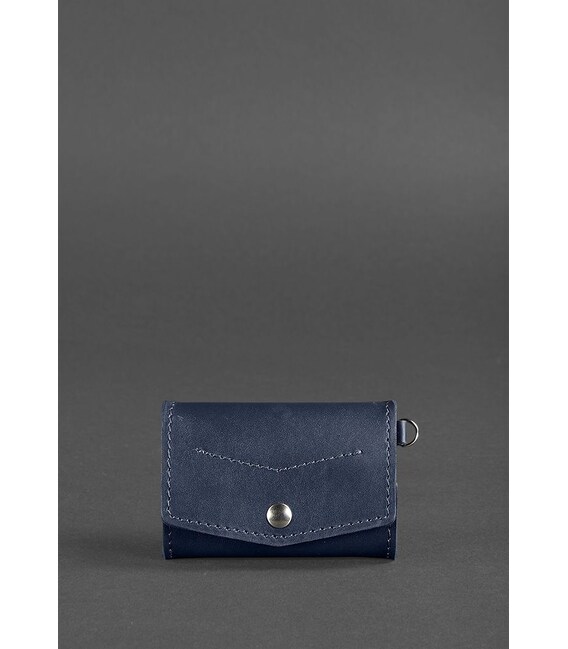 Шкіряна монетниця з клапаном 1.0 темно-синя картинка, зображення, фото