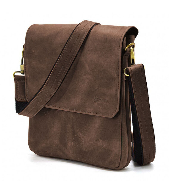 Чоловіча сумка через плече RC-0022-4lx TARWA на 2 відділення шкіра коричнева фото, картинка, изображение