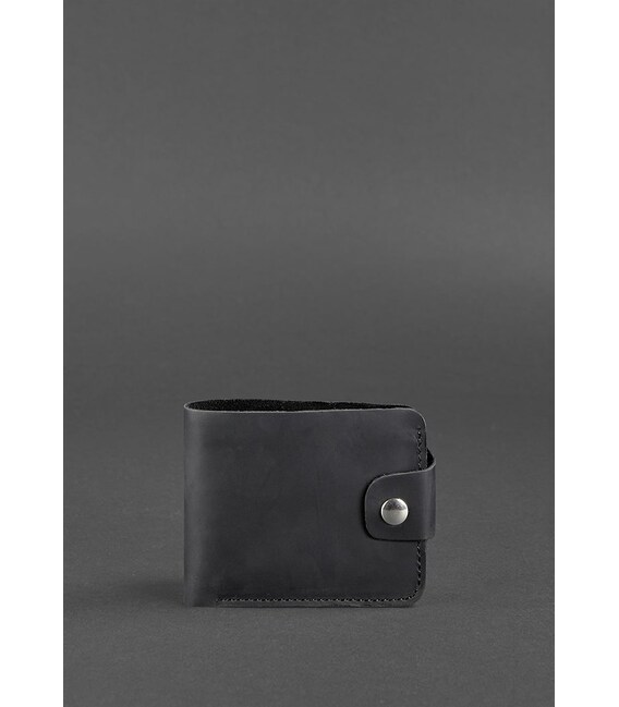 Кожаное портмоне 4.3 черное Crazy Horse фото, картинка, изображение