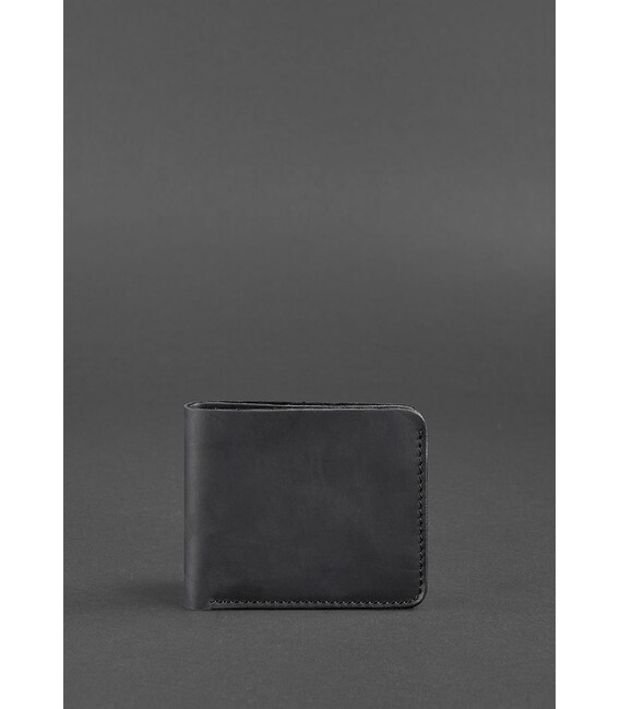 Мужское кожаное портмоне 4.1 (4 кармана) черное Crazy Horse фото, картинка, изображение