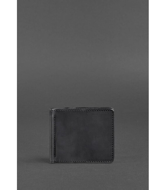 Чоловіче шкіряне портмоне чорне 1.0 затиск для грошей Crazy Horse картинка, зображення, фото