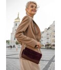 Женская кожаная сумка Элис бордовая Велюр краст фото, картинка, изображение
