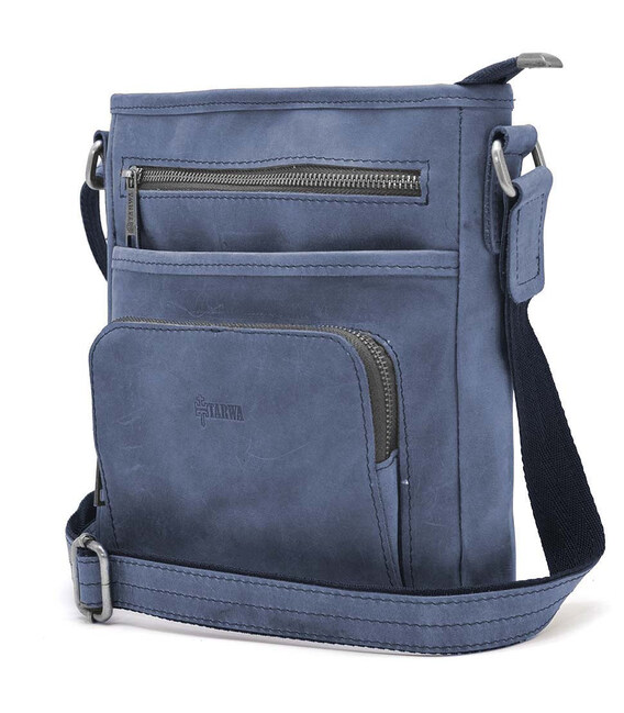 Чоловіча шкіряна сумка RK-1303-3md TARWA синя фото, картинка, изображение