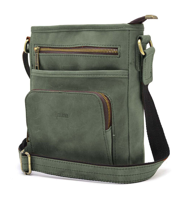 Чоловіча шкіряна сумка з кишенею RE-1303-3md TARWA зелена фото, картинка, изображение