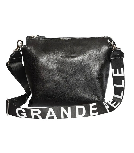 Сумка жіноча через плече із стильним ремінцем 746410 Grande Pelle чорна картинка, зображення, фото