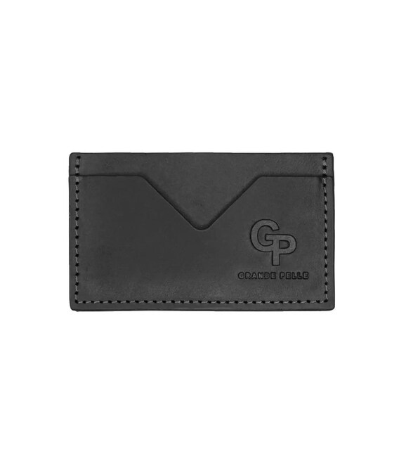 Кардхолдер Grande Pelle 300110 чорна шкіра крейзі хорс фото, картинка, изображение