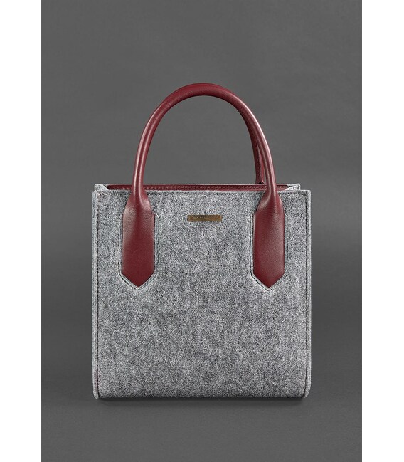 Фетрова жіноча сумка-кроссбоді Blackwood з шкіряними бордовими вставками картинка, зображення, фото