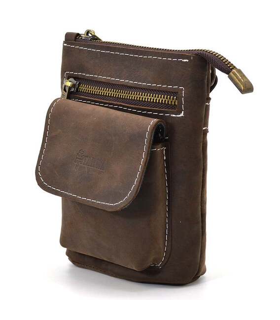 Маленька чоловіча сумка на пояс, через плече, коричнева на джинси TARWA RC-1350-3md фото, картинка, изображение