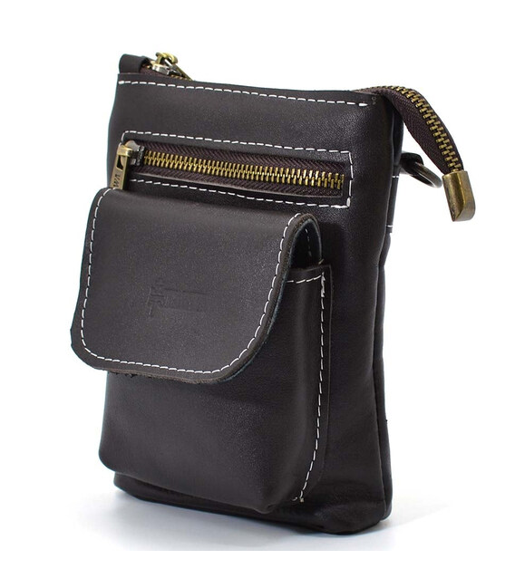 Маленька чоловіча сумка на пояс, через плече, коричнева на джинси TARWA GC-1350-3md фото, картинка, изображение