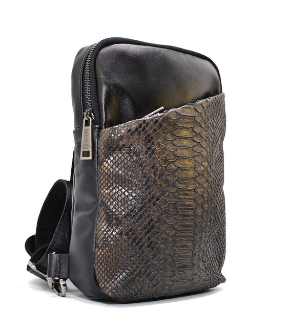 Рюкзак слінг зі шкіри наппа та пітона GArep-0204-3md TARWA фото, картинка, изображение