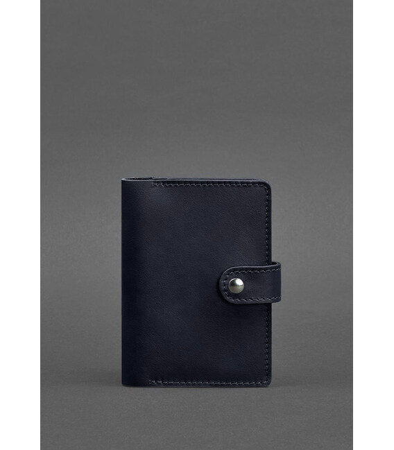 Шкіряна обкладинка для паспорта 3.0 темно-синя картинка, зображення, фото