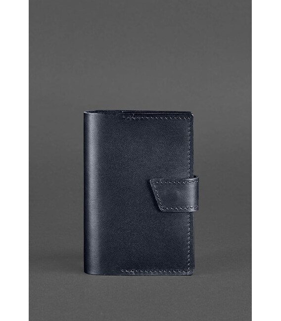 Шкіряна обкладинка для паспорта 4.0 темно-синя картинка, зображення, фото