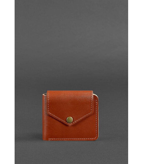 Шкіряне портмоне 4.2 на кнопці світло-коричневе картинка, зображення, фото