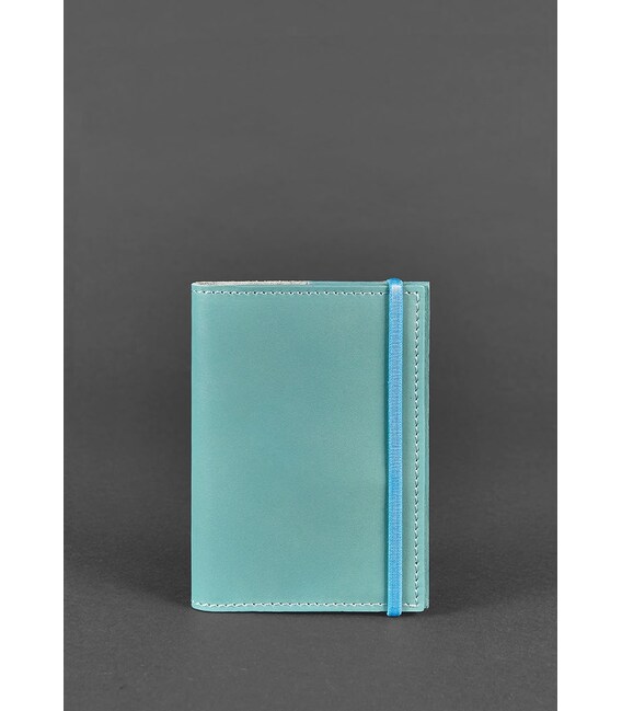 Шкіряна обкладинка для паспорта 1.0 бірюзова картинка, зображення, фото