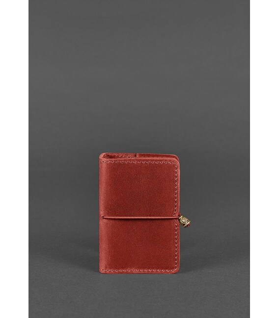 Женский кожаный кард-кейс 7.0 коралловый Crazy Horse фото, картинка, изображение