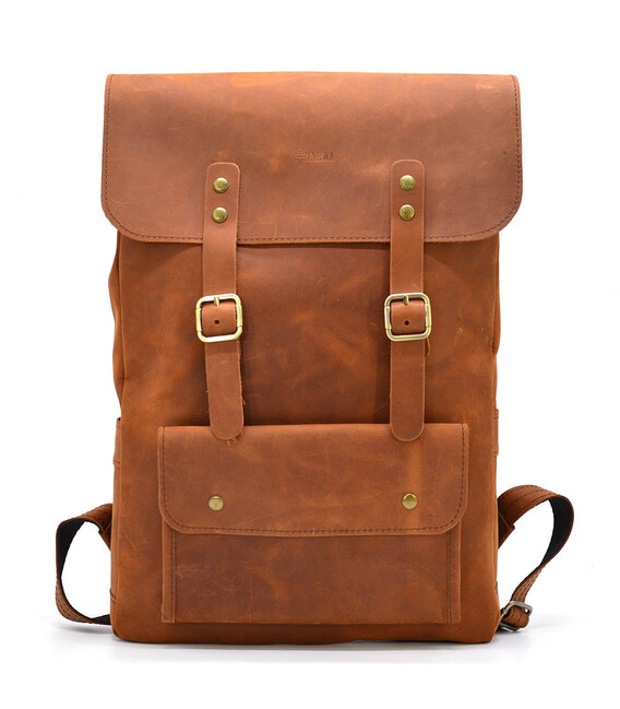 Рюкзак із натуральної шкіри RB-9001-4lx TARWA коньячний крейзі хорс фото, картинка, изображение