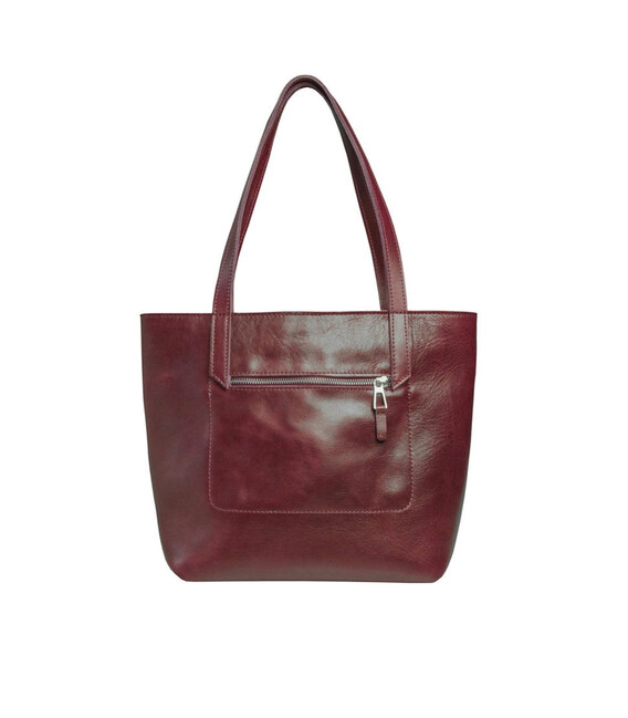 Жіночий шкіряний шоппер на блискавці Grande Pelle 77266101, вишня фото, картинка, изображение