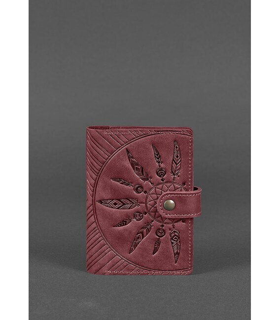 Женская кожаная обложка для паспорта 3.0 Инди бордовая фото, картинка, изображение