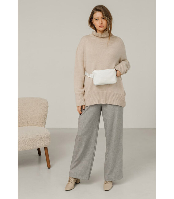 Кожаная женская поясная сумка Dropbag Mini белая фото, картинка, изображение