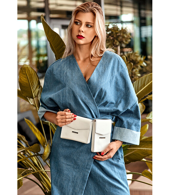 Набор женских белых кожаных сумок Mini поясная/кроссбоди фото, картинка, изображение