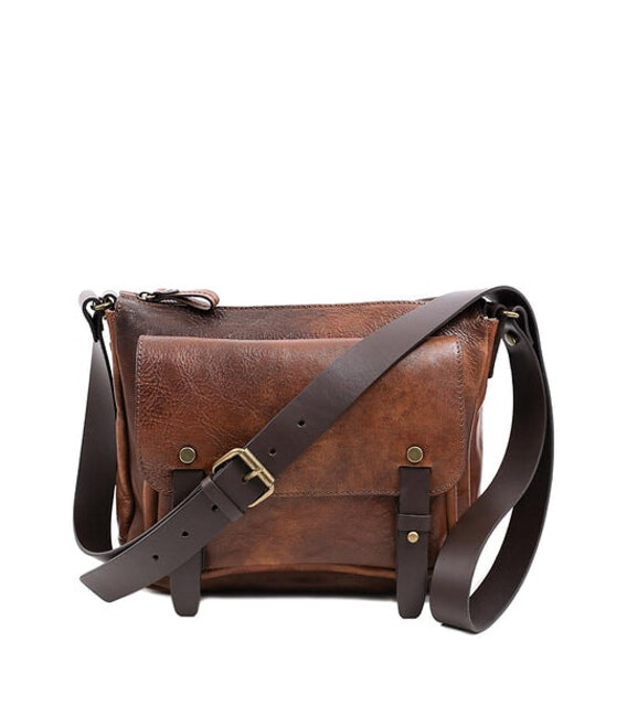 Шкіряна сумка через плече месенджер коньячний Persuasion від Time Resistance 5228801 фото, картинка, изображение