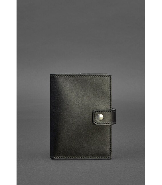 Шкіряна обкладинка для паспорта 5.0 (з віконцем) чорна картинка, зображення, фото