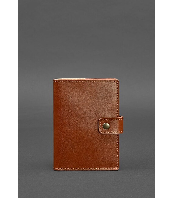 Шкіряна обкладинка для паспорта 5.0 (з віконцем) світло-коричнева картинка, зображення, фото