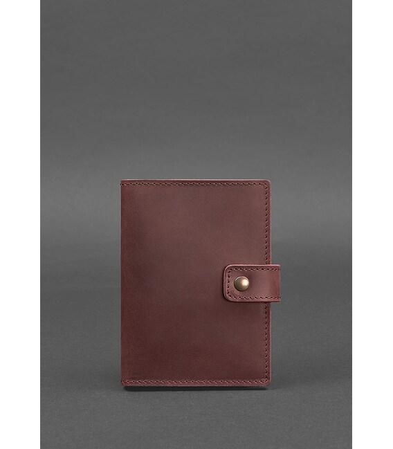 Кожаная обложка для паспорта 5.0 (с окошком) бордовая Crazy Horse фото, картинка, изображение