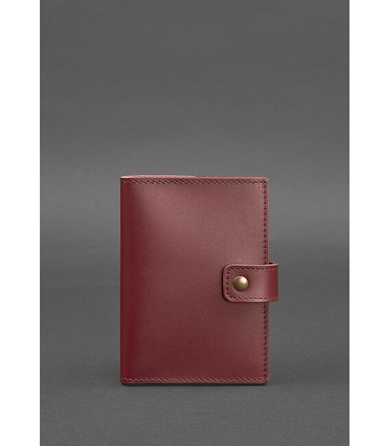 Кожаная обложка для паспорта 5.0 (с окошком) бордовая Краст фото, картинка, изображение