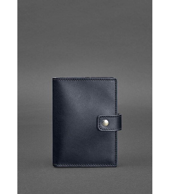 Кожаная обложка для паспорта 5.0 (с окошком) темно-синяя Краст фото, картинка, изображение