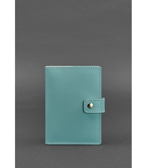 Кожаная обложка для паспорта 5.0 (с окошком) бирюзовая фото, картинка, изображение