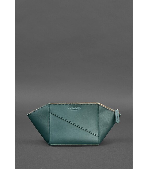 Женская кожаная косметичка 2.0 Краст зеленая фото, картинка, изображение