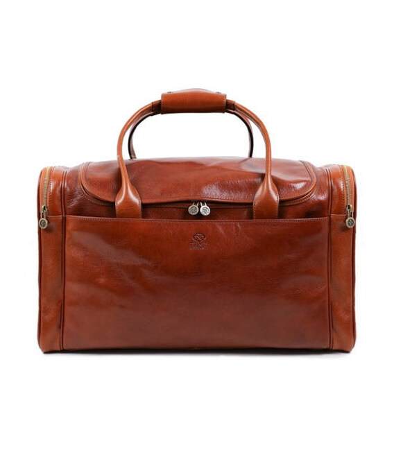 Велика італійська шкіряна сумка The Hitchhikers Guide to the Galaxy - коньячна Time Resistance картинка, зображення, фото