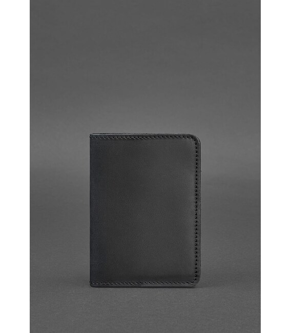 Кожаная обложка для паспорта и военного билета 1.3 черная Crazy Horse фото, картинка, изображение