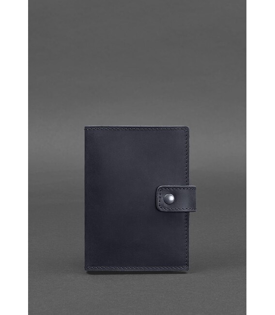 Кожаная обложка для паспорта 5.0 (с окошком) темно-синяя Crazy Horse фото, картинка, изображение