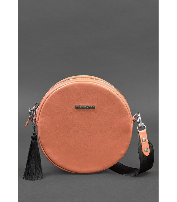 Круглая кожаная женская сумочка Tablet коралловая фото, картинка, изображение