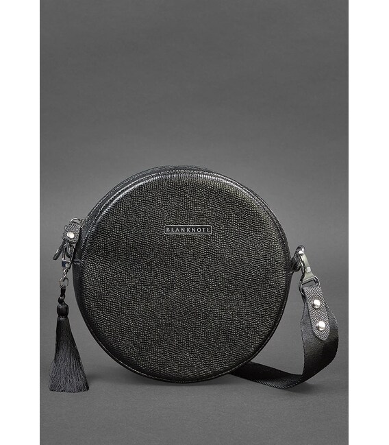 Круглая женская кожаная сумочка Tablet черная Blackwood фото, картинка, изображение