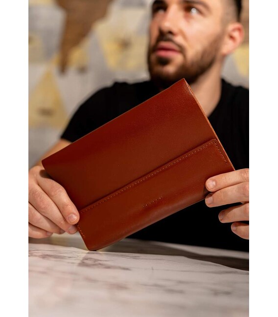 Кожаный блокнот софт-бук 7.0 светло-коричневый фото, картинка, изображение