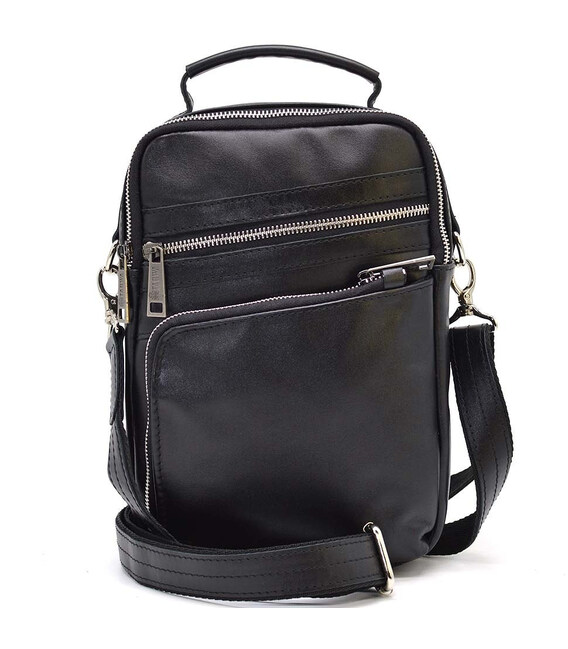 Сумка через плече з ручкою вертикальна TARWA GA-0120-4lx чорна наппа фото, картинка, изображение