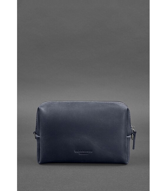 Кожаная косметичка-несессер 3.0 Темно-синяя Crazy Horse фото, картинка, изображение