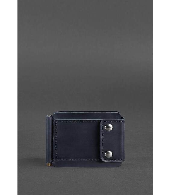 Чоловіче шкіряне портмоне синє 10.0 затиск для грошей Crazy Horse картинка, зображення, фото