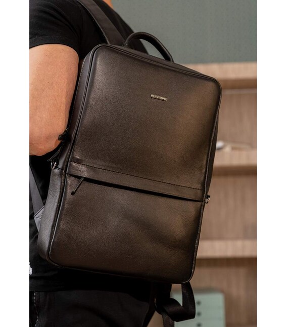 Черный кожаный мужской рюкзак Foster 1.0 фото, картинка, изображение